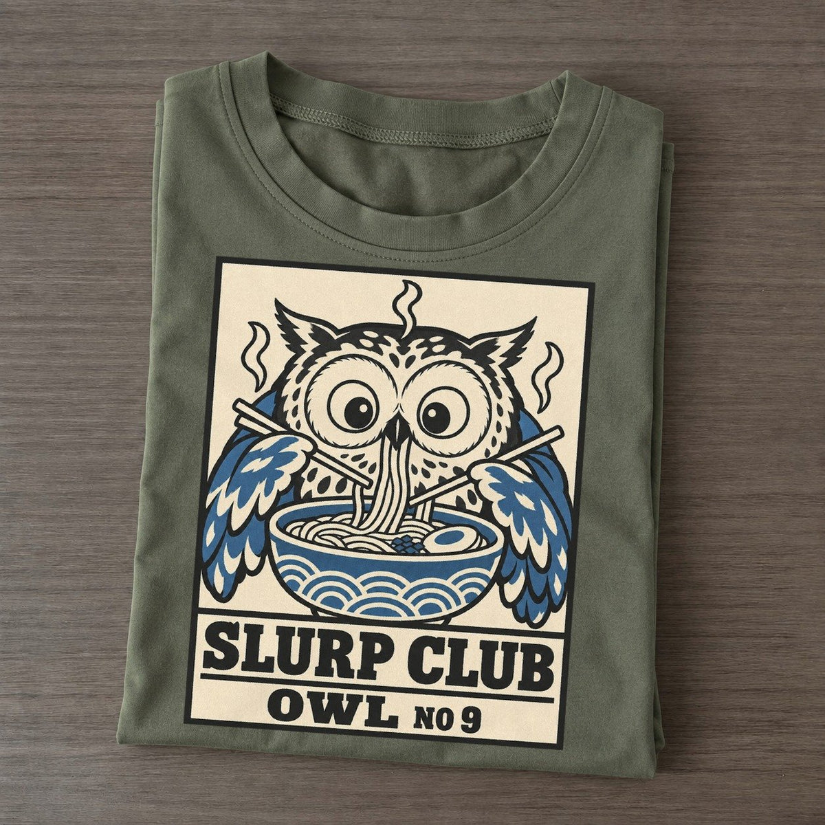 Owl Midnight Slurp Club Classic T-shirt – Army Green