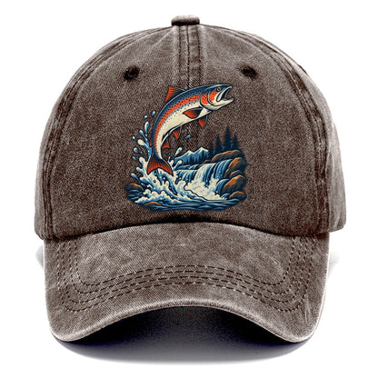 Salmon Leap Arc Fishing Elegant Classic Cap – Brown