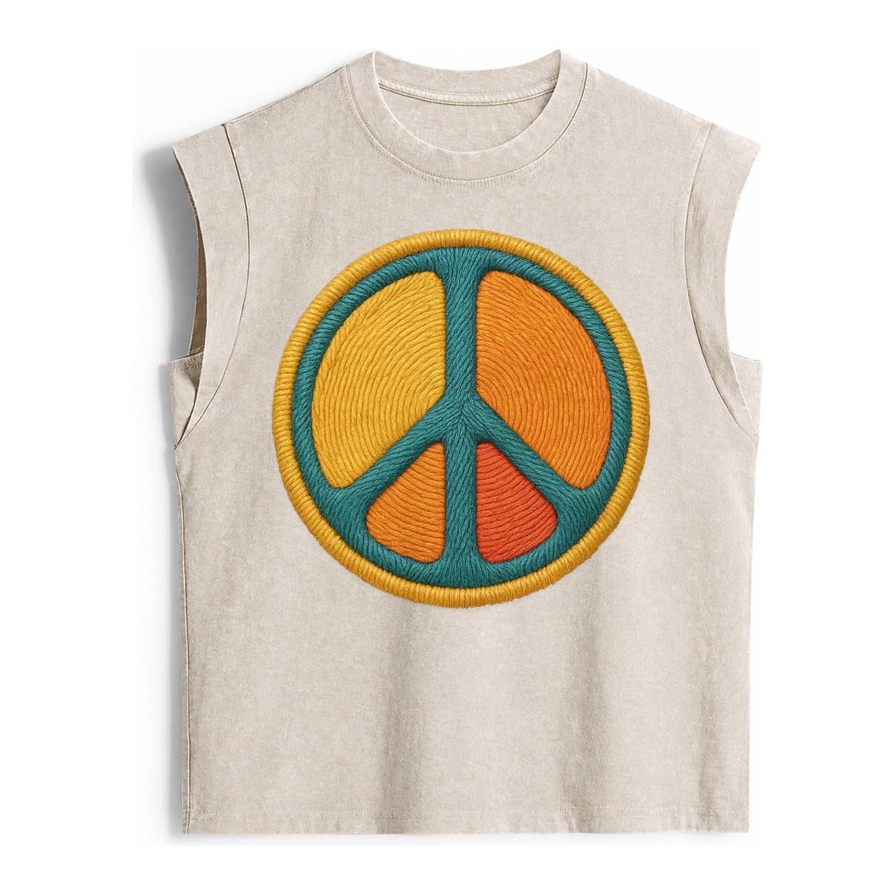 Golden Peace Vintage Washed Tank – Beige