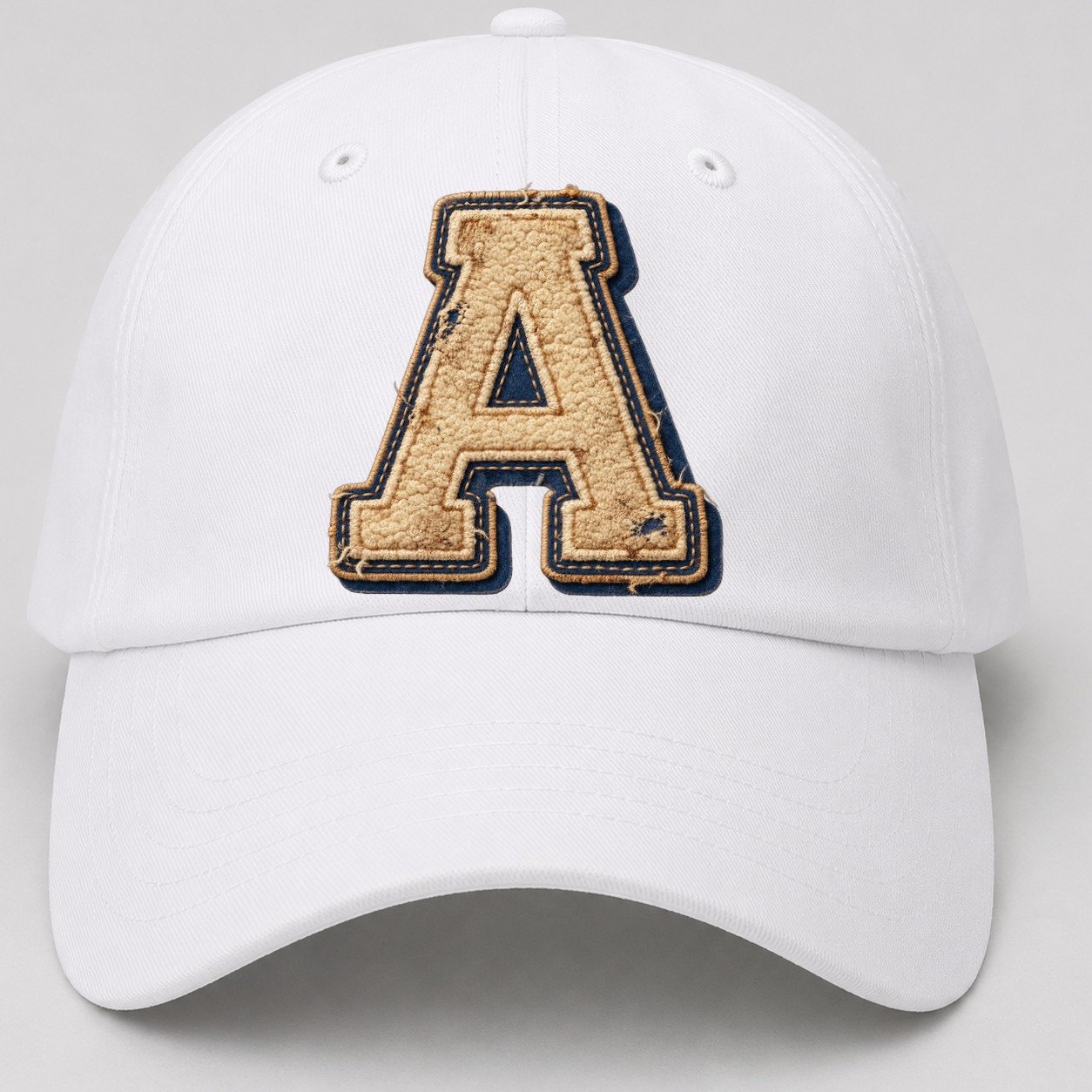 Varsity Chenille A Monogram Baseball Cap – White