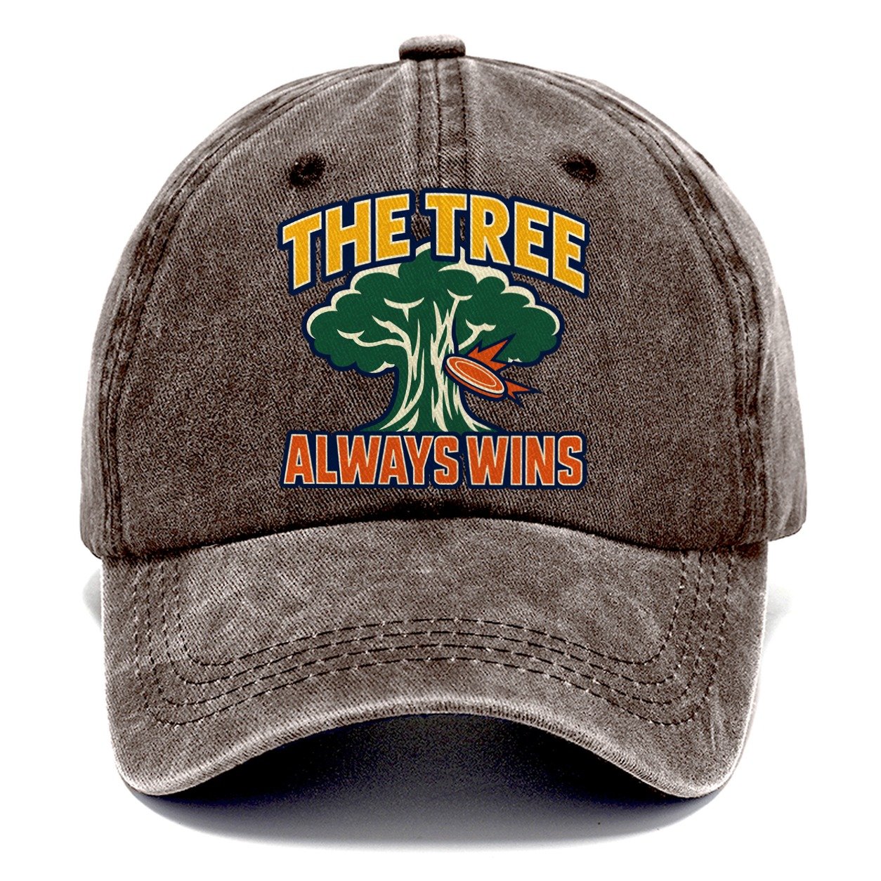 The Tree Always Wins Disc Golf Classic Cap – Brown