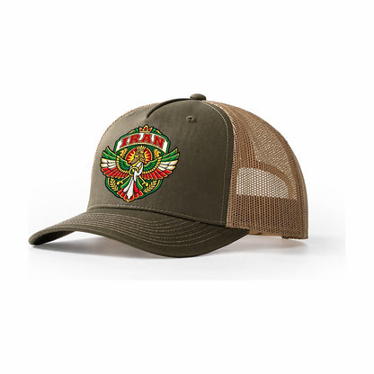 Iran Retro Badge Country Logos Trucker Hat – Olive Khaki