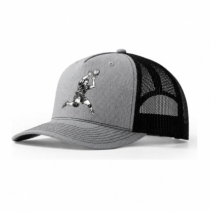 Volleyball Solo Block Global Sports Ink Figures Trucker Hat – Sport Grey Black