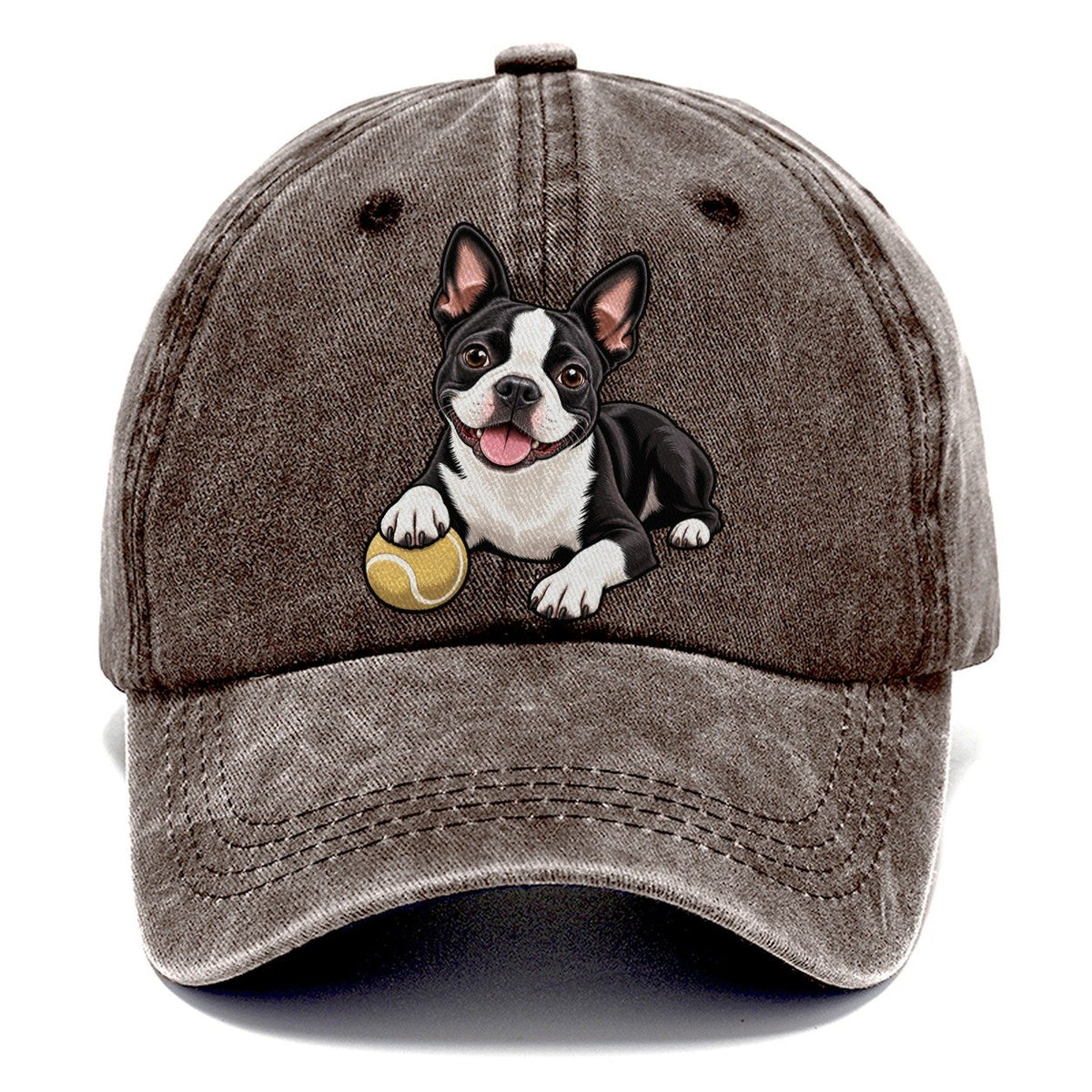 Kindred Boston Terrier Lying Down Top Breeds Classic Cap – Brown