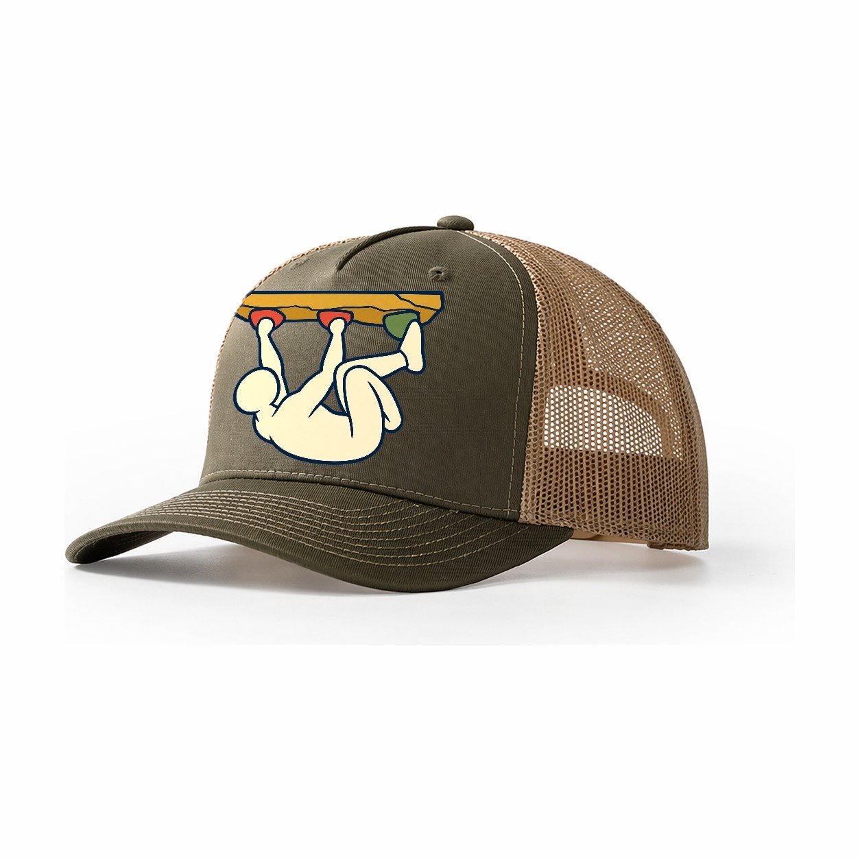 Overhang Body Position Rock Climbing Trucker Hat – Olive Khaki