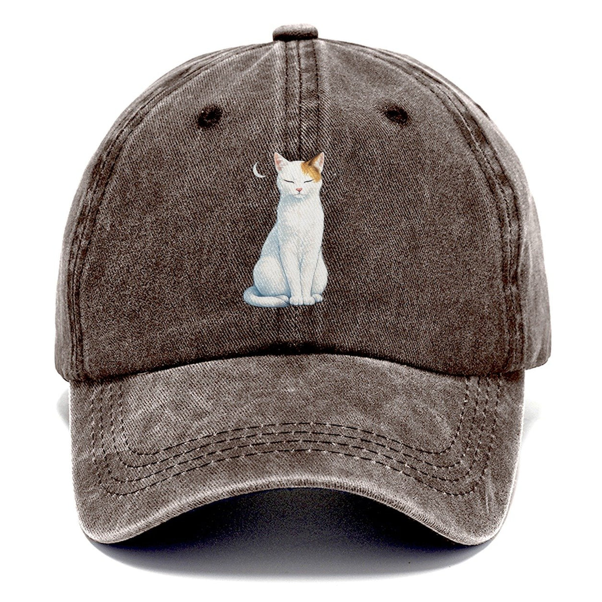 White Cat Crescent Moon Classic Cap – Brown