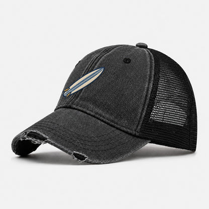 Surfboard Tiny Solo Marks Washed Trucker Hat – Black