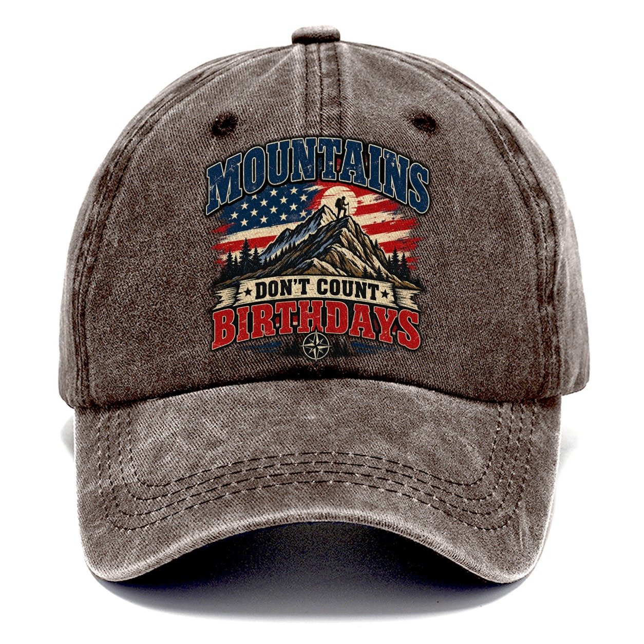 Mountains Don T Count Birthdays Old Man Strong Classic Cap – Brown