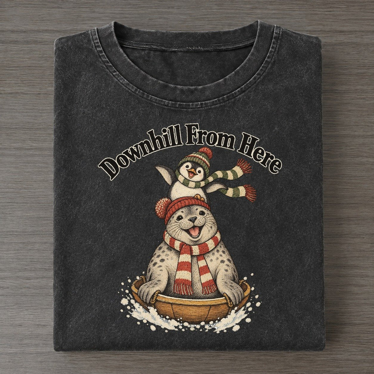 Downhill From Here Kerfuffle Club Vintage T-shirt – Black