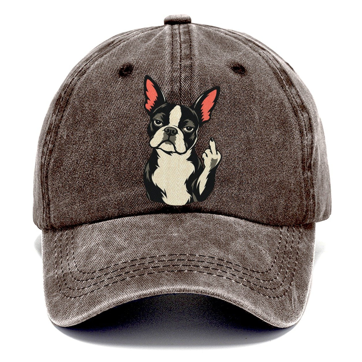 Boston Terrier Middle Finger Classic Cap – Brown