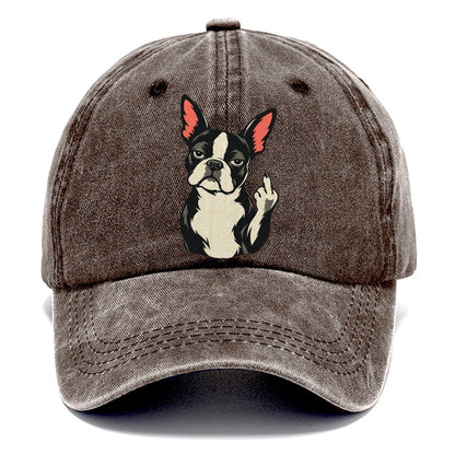 Boston Terrier Middle Finger Classic Cap – Brown