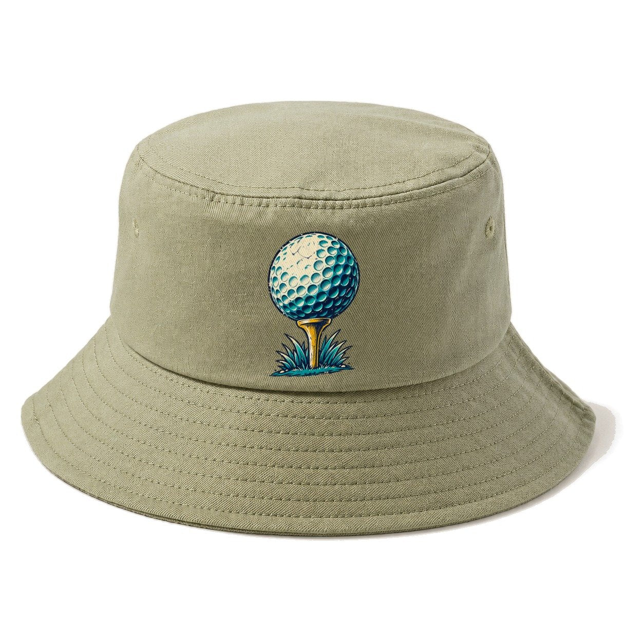 Tee And Ball Mark Golf Life Bucket Hat – Army Green