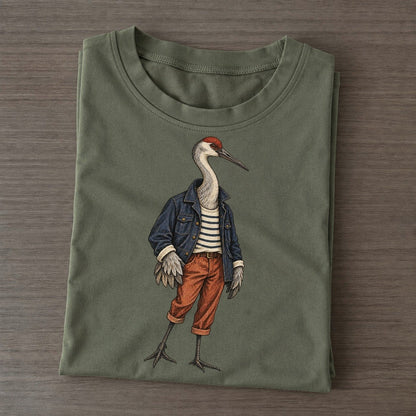 Sandhill Crane Wardrobe Portrait Wild Wardrobe Portraits Classic T-shirt – Army Green