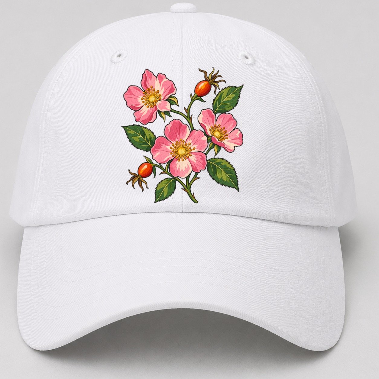 Alberta Wild Rose Canada Cultural Icons Baseball Cap – White