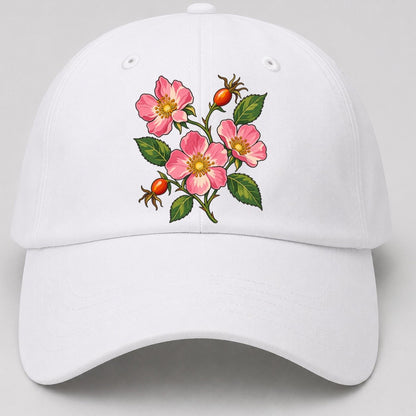 Alberta Wild Rose Canada Cultural Icons Baseball Cap – White
