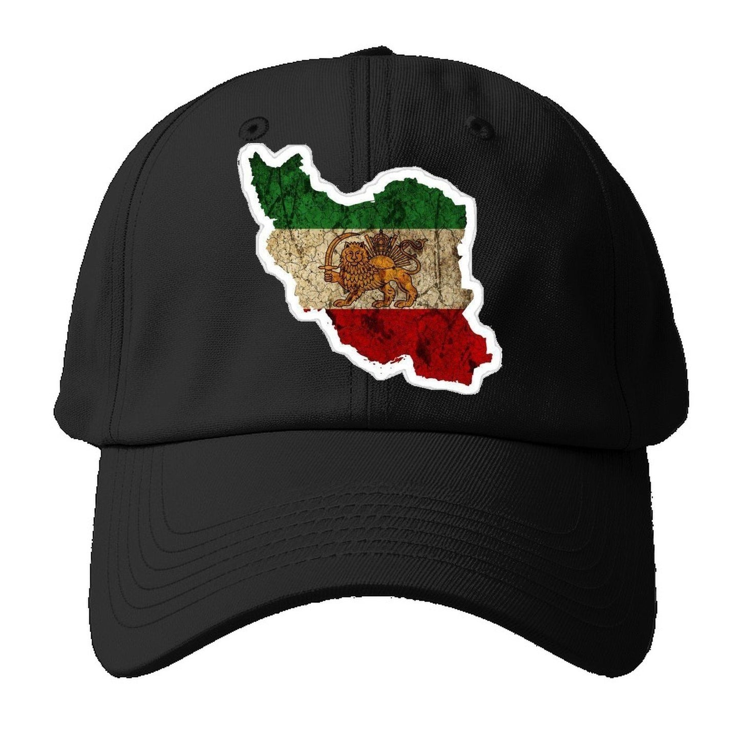 Iran Map Sticker Baseball Cap – Black