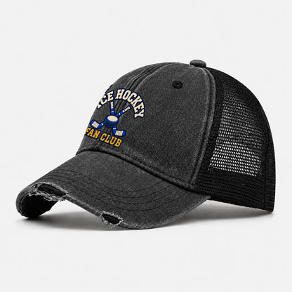 Ice Hockey Fan Club Washed Trucker Hat – Black