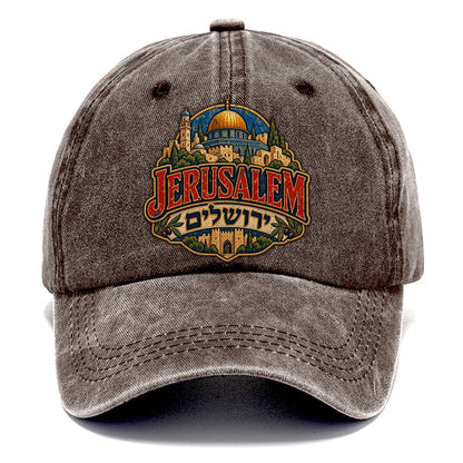 Retro Yerushalayim Script Jerusalem Classic Cap – Brown