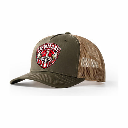 Denmark Retro Badge Country Logos Trucker Hat – Olive Khaki