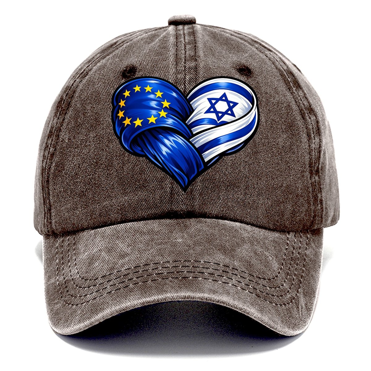 Eu Israel Intertwined Flag Heart Classic Cap – Brown