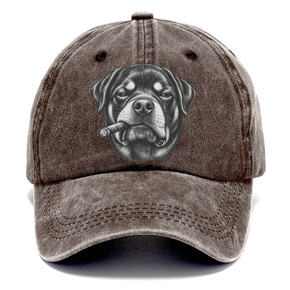 Rottweiler A Lit Cigar Smoking Dogs Smoking Dogs Portraits Classic Cap – Brown