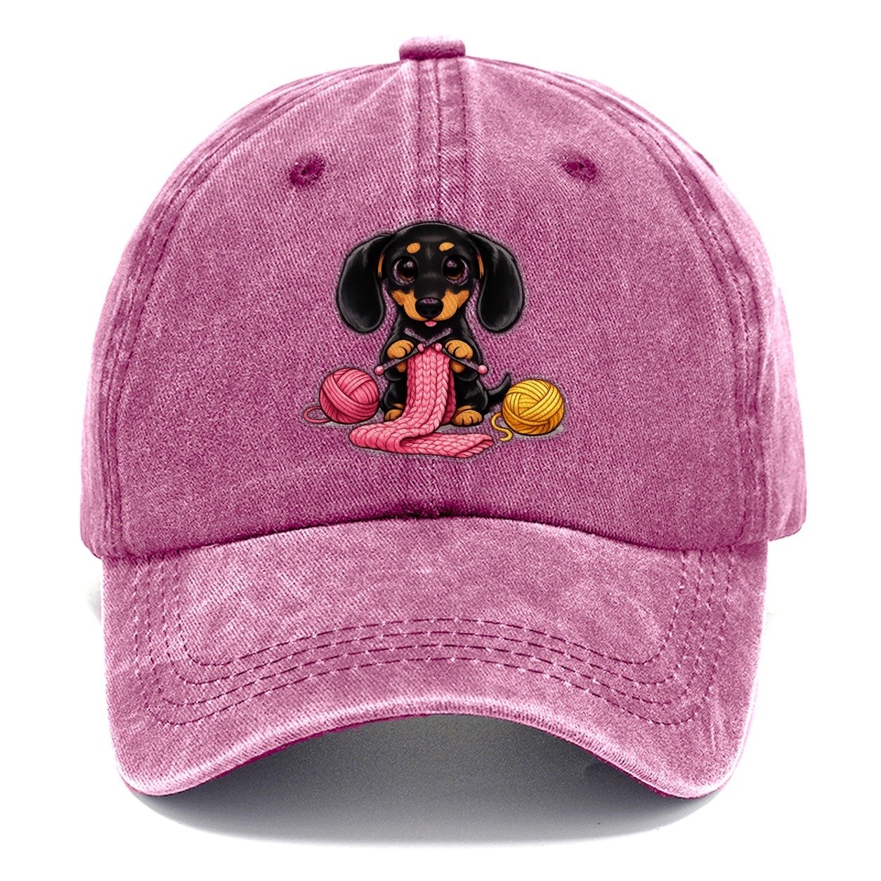 Knitting Dachshund Scarf Classic Cap – Dusty Rose