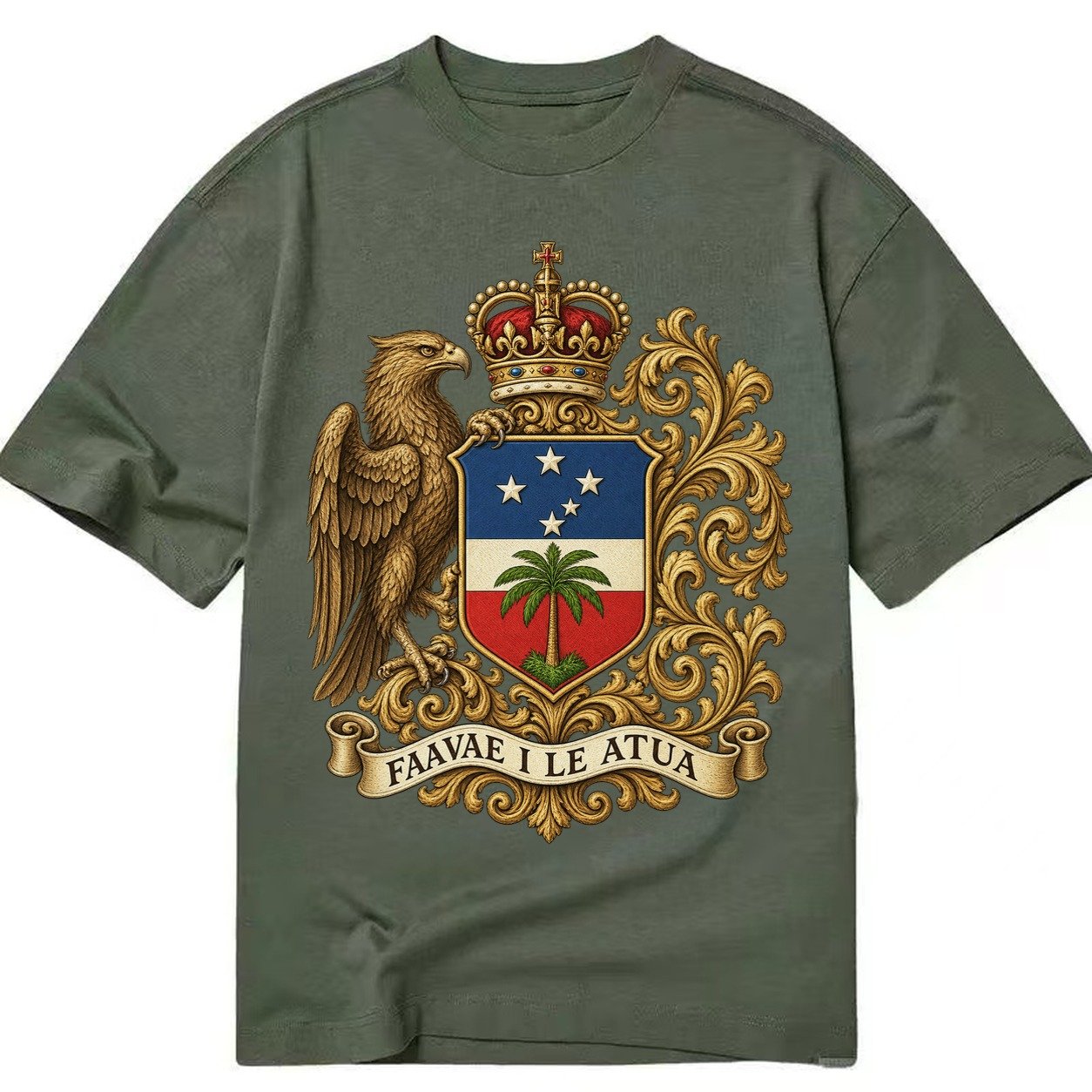 South Africa Springbok Emblem Springbok With Protea Green Go Classic T-shirt – Army Green