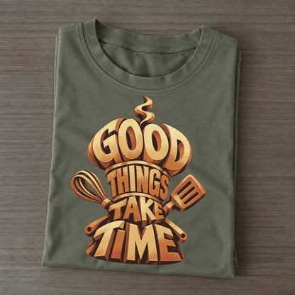 Chef Hat Steam Letter Sculpture Classic T-shirt – Army Green