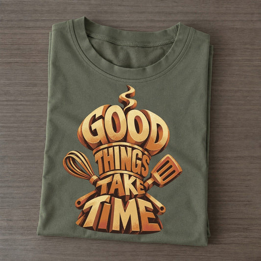 Chef Hat Steam Letter Sculpture Classic T-shirt – Army Green