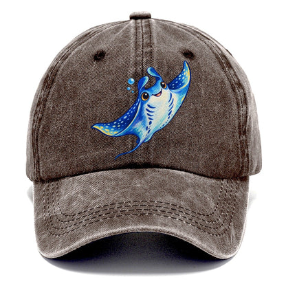 Manta Ray Upward Glide Sea Sprite Classic Cap – Brown
