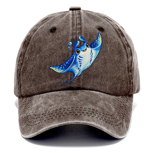Manta Ray Upward Glide Sea Sprite Classic Cap – Brown