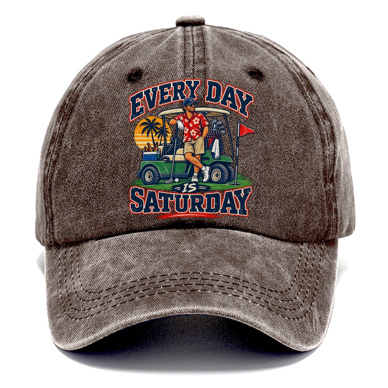 Every Day Is Saturday Golf Life Classic Cap – Brown