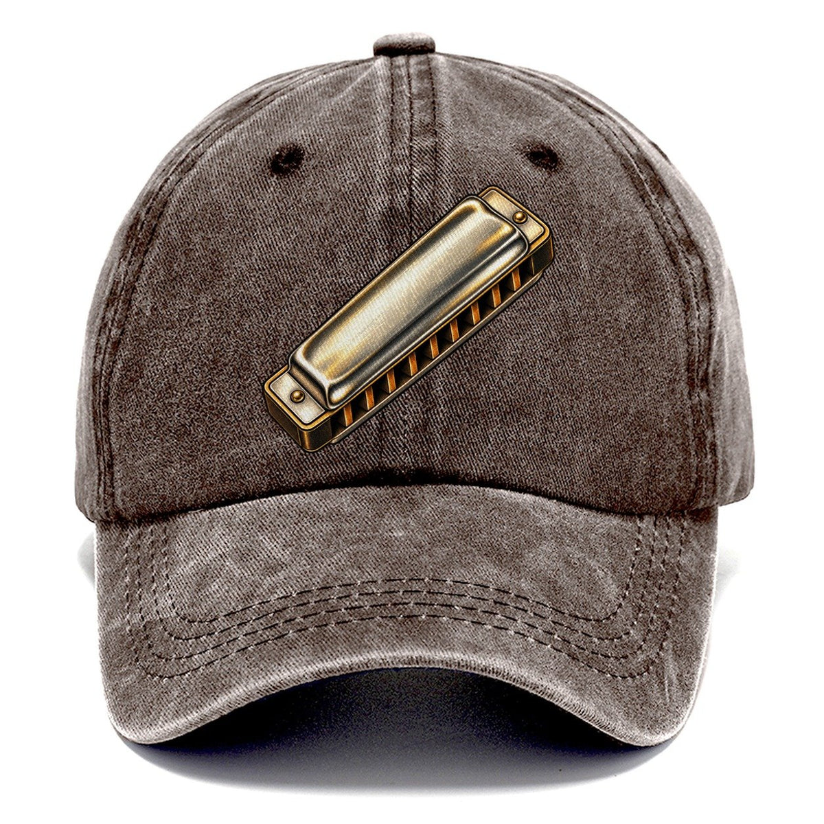 Chrome Harmonica Upright Angle Pastimes Companions Classic Cap – Brown