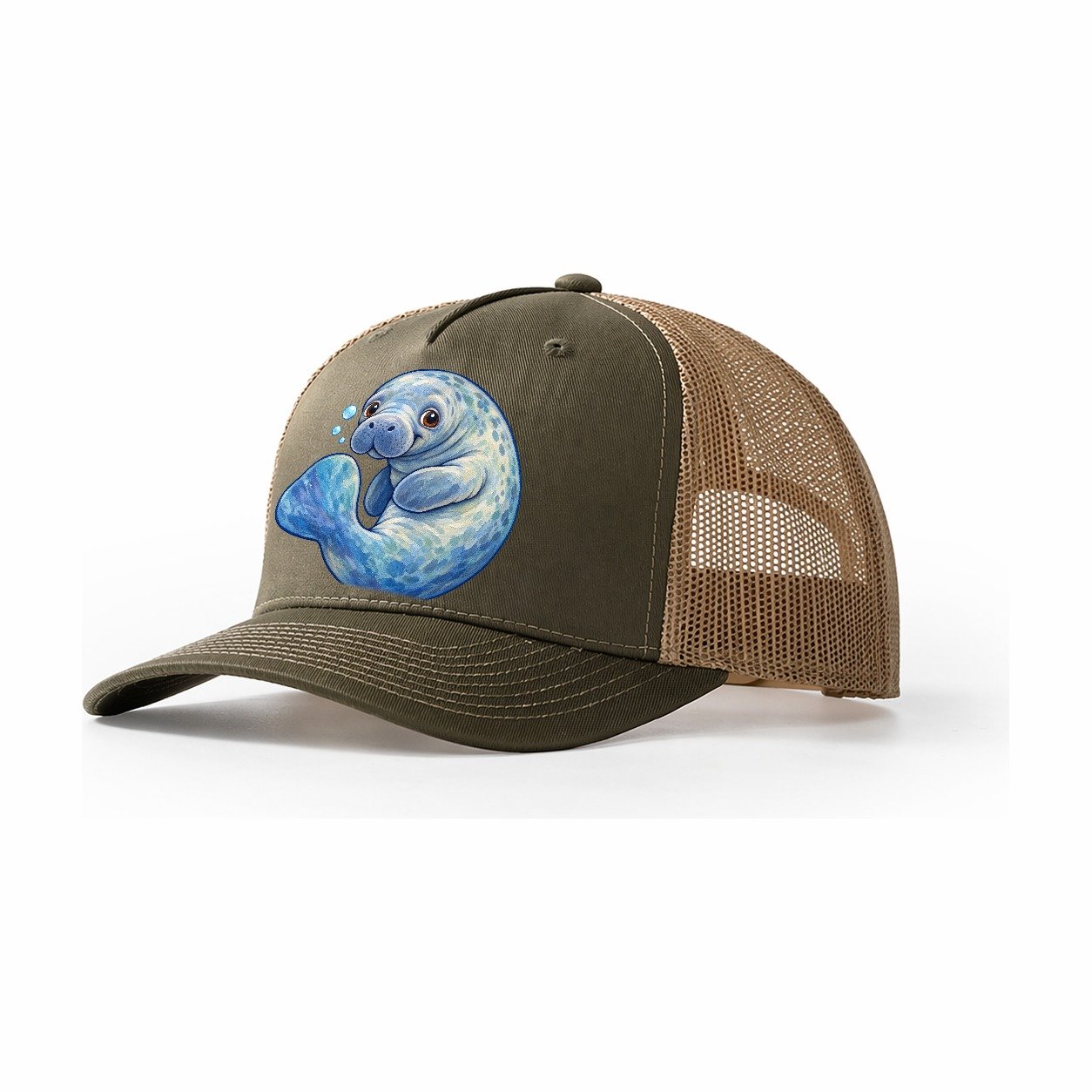 Manatee Curled Drift Sea Sprite Trucker Hat – Olive Khaki