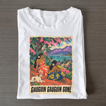 Gauguin Gauguin Gone Tropical Hillside Art Pun Classic T-shirt – White