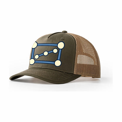 Belt Of Three Astronomy And Stargazing Trucker Hat – Olive Khaki