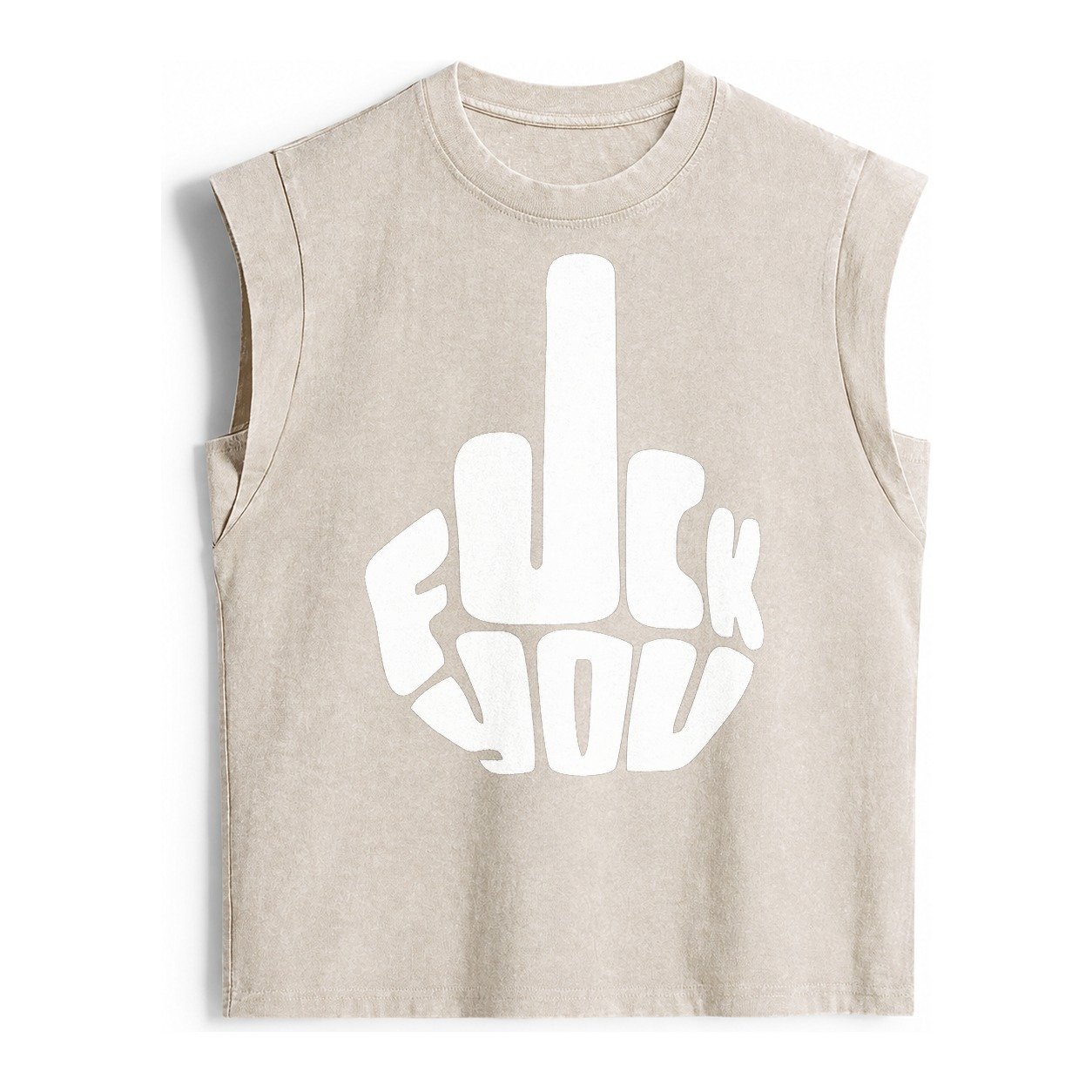 Fuck You Vintage Washed Tank – Beige