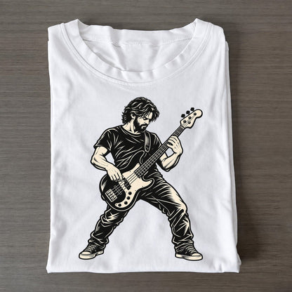 Bass Guitar Sliding Run Global Music Ink Figures Classic T-shirt – White