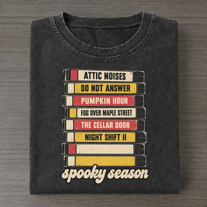 Spooky Season Rewind Shelf Vintage T-shirt – Black