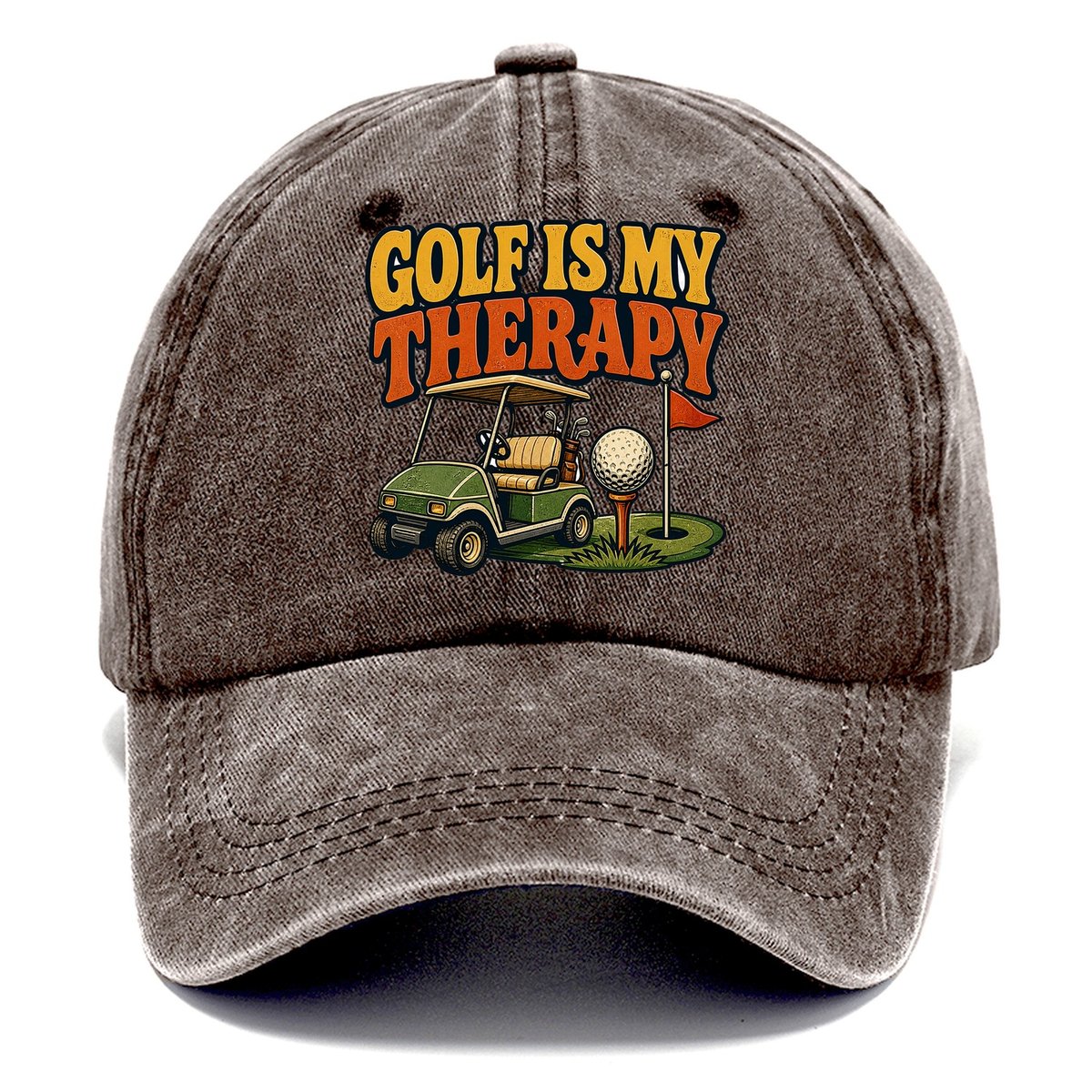 Golf Is My Therapy Classic Cap – Brown