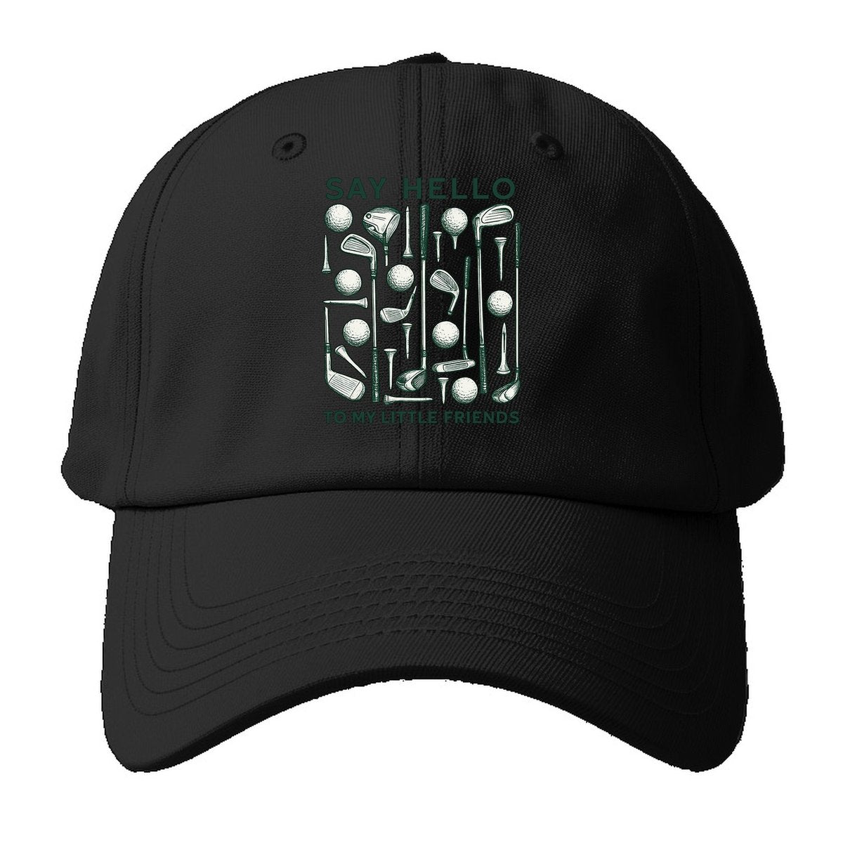 Say Hello Golf Friends Baseball Cap – Black