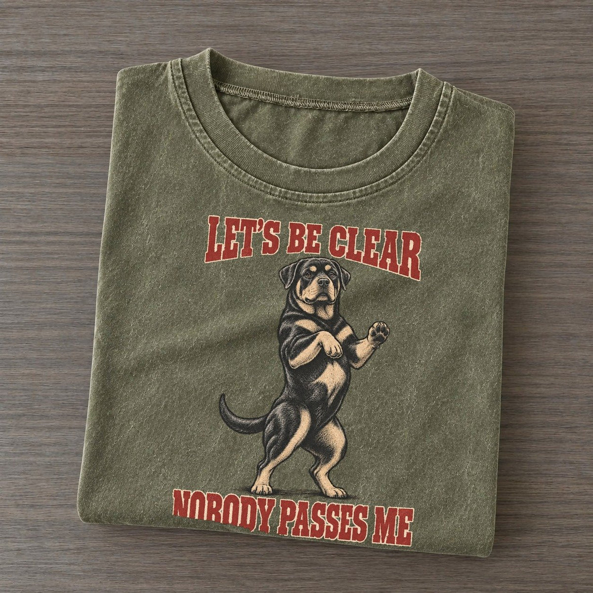 Rottweiler Dog Declarations Dog Declarations Tees Vintage Vintage T-shirt – Army Green
