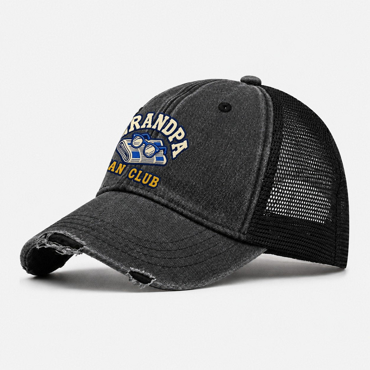 Grandpa Fan Club Washed Trucker Hat – Black