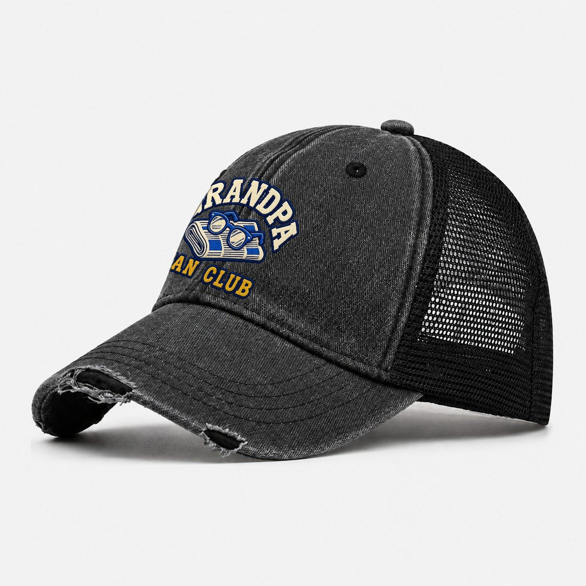Grandpa Fan Club Washed Trucker Hat – Black