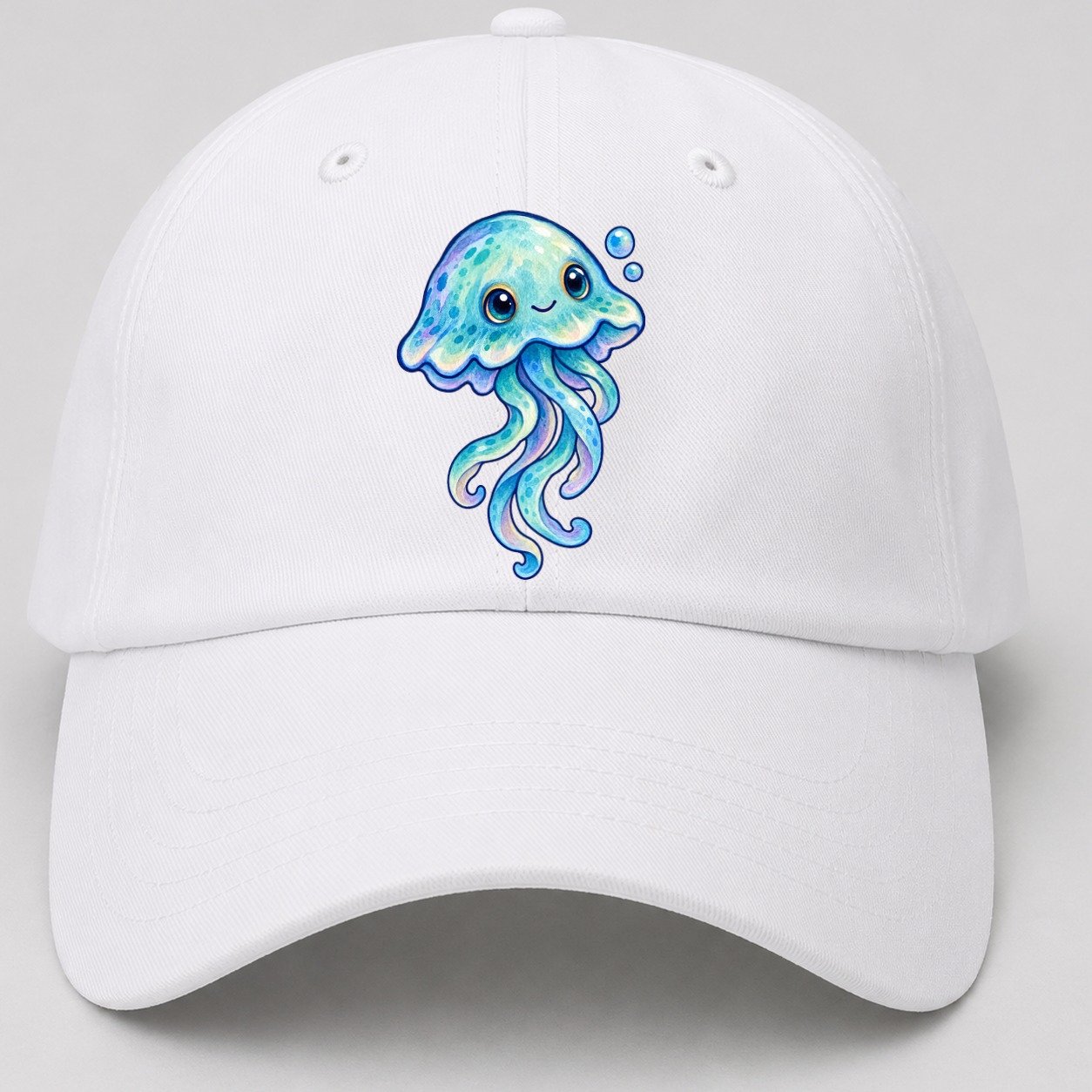 Jellyfish Upward Drift Sea Sprite Baseball Cap – White