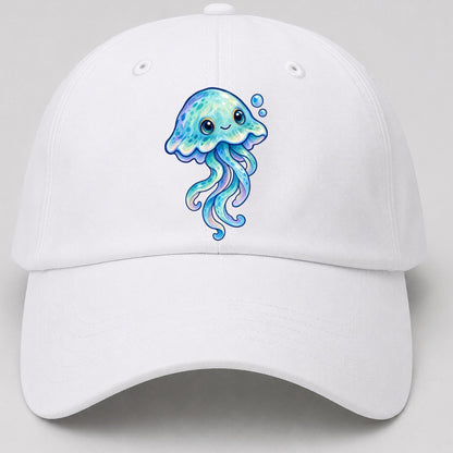 Jellyfish Upward Drift Sea Sprite Baseball Cap – White