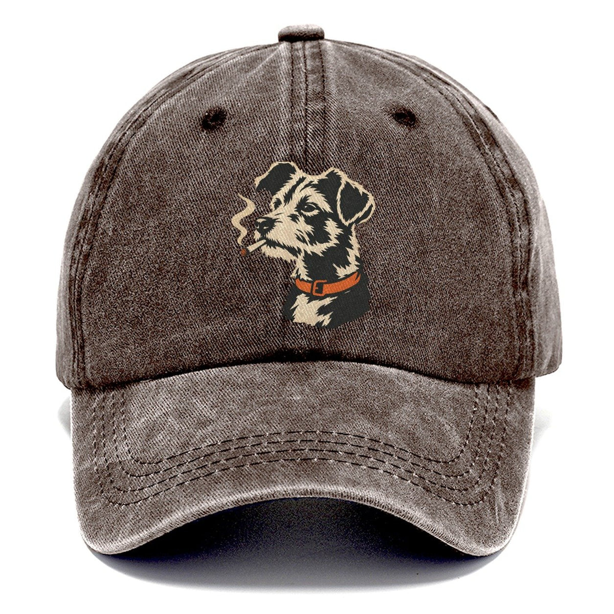 Smoking Terrier with Orange Collar Classic Cap – Brown