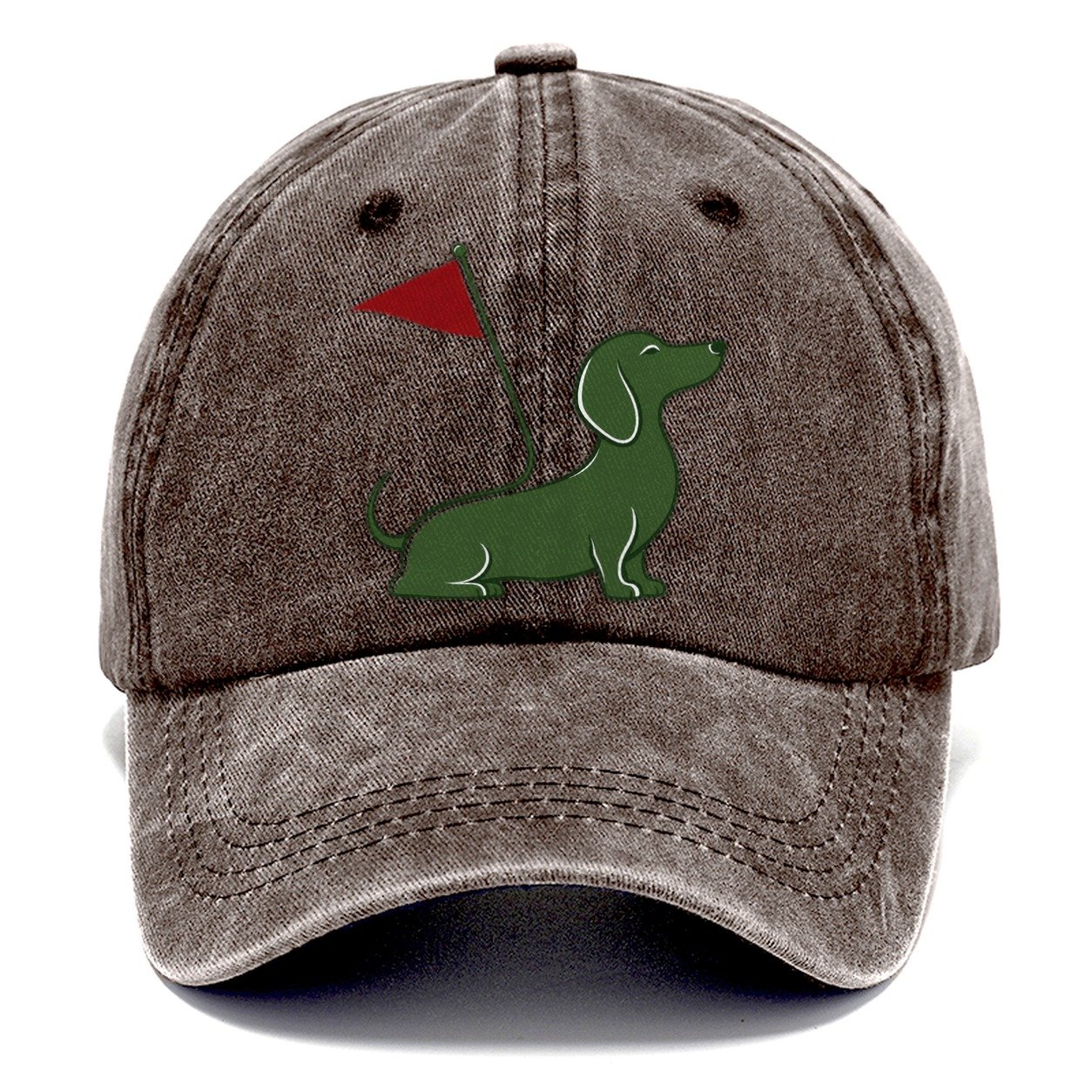 Golf Dachshund Flag Classic Cap – Brown