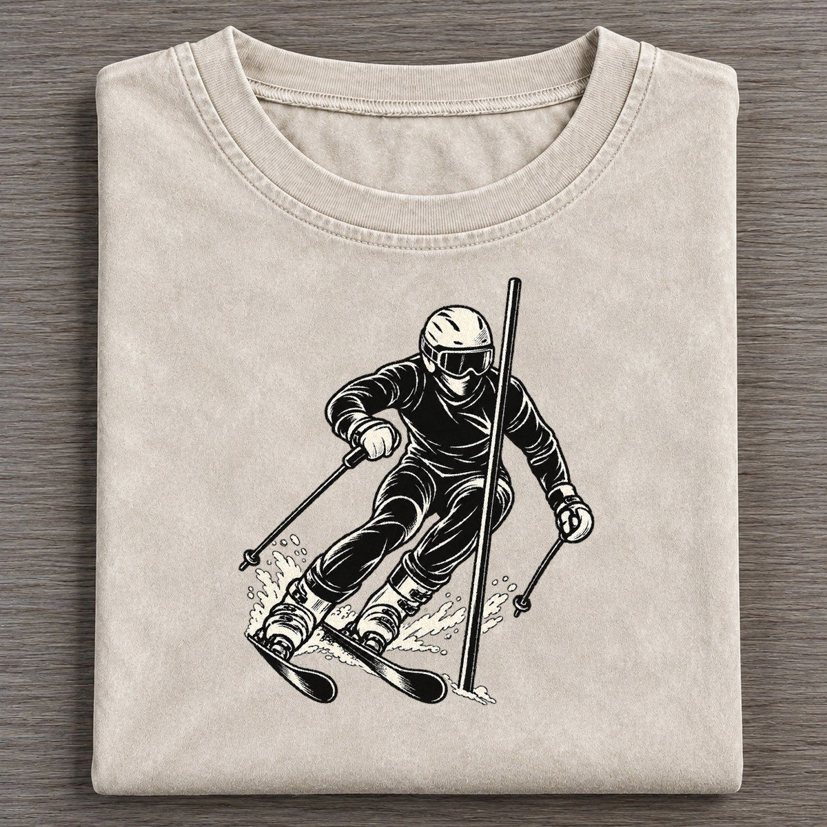 Alpine Skier Slalom Carve Global Sports Ink Figures Vintage T-shirt – Off White