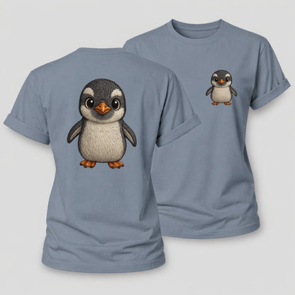 Baby Gentoo Penguin Orange Beak White Cap Bright Eyes Front Facing Energetic Women's Cotton T-Shirt – Aegean Blue